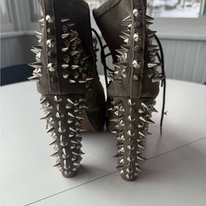 Jeffrey Campbell Spiked Heeled Boots in Brown and Silver